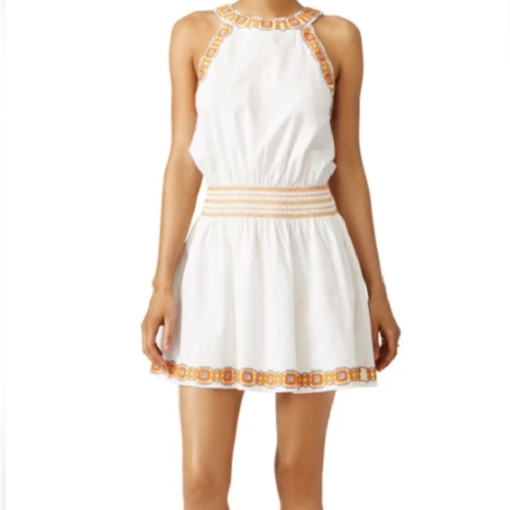 Tory Burch Cream Pleated Embellished Sundress